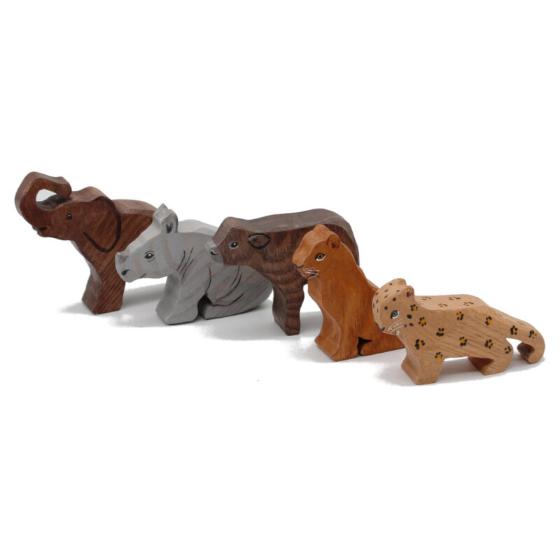 Baby Big Five Set In Line Wooden Figures- by Good Shepherd Toys
