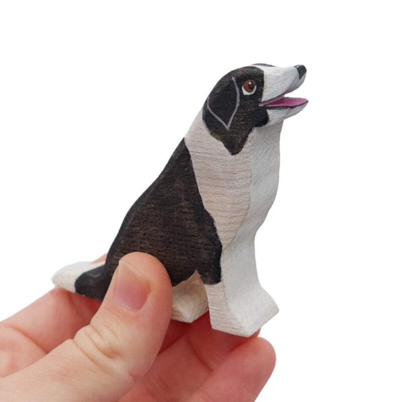 Border Collie wooden dog in Hand by Good Shepherd Toys