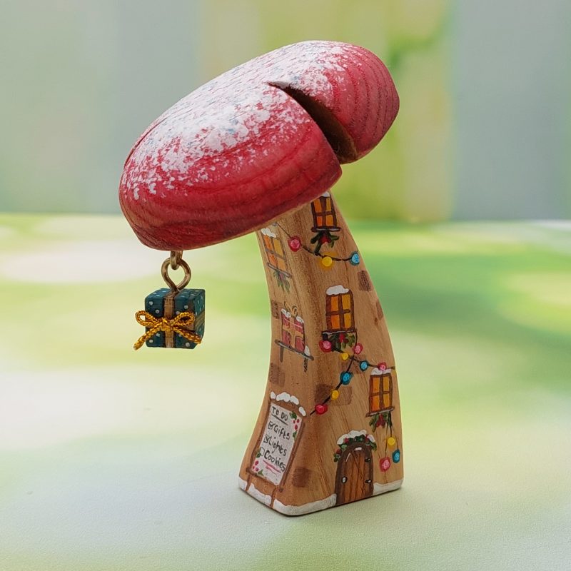 Christmas Hanging Gift Single Stem Mushroom House HR - by Good Shepherd Toys