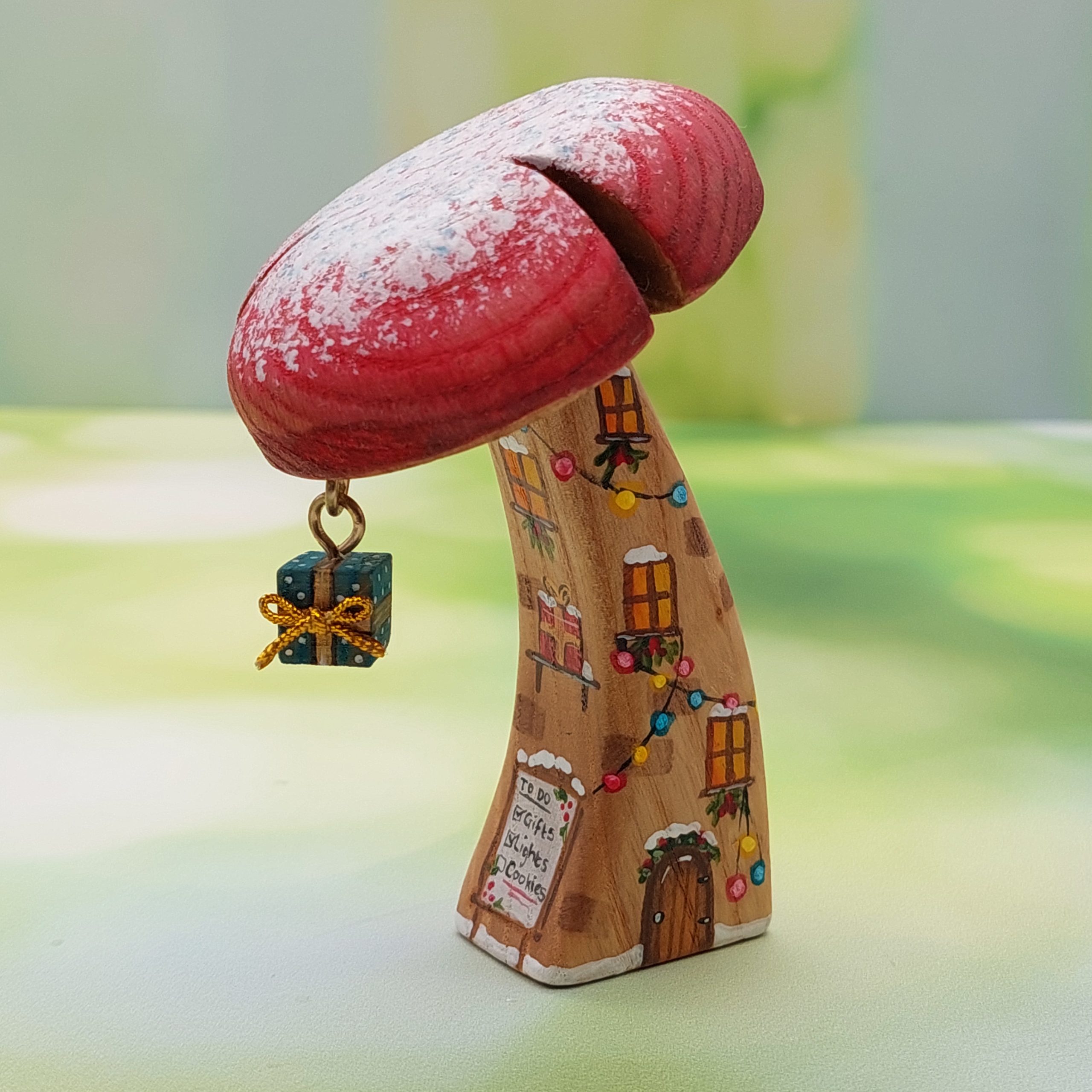 Christmas Hanging Gift Single Stem Mushroom House HR - by Good Shepherd Toys