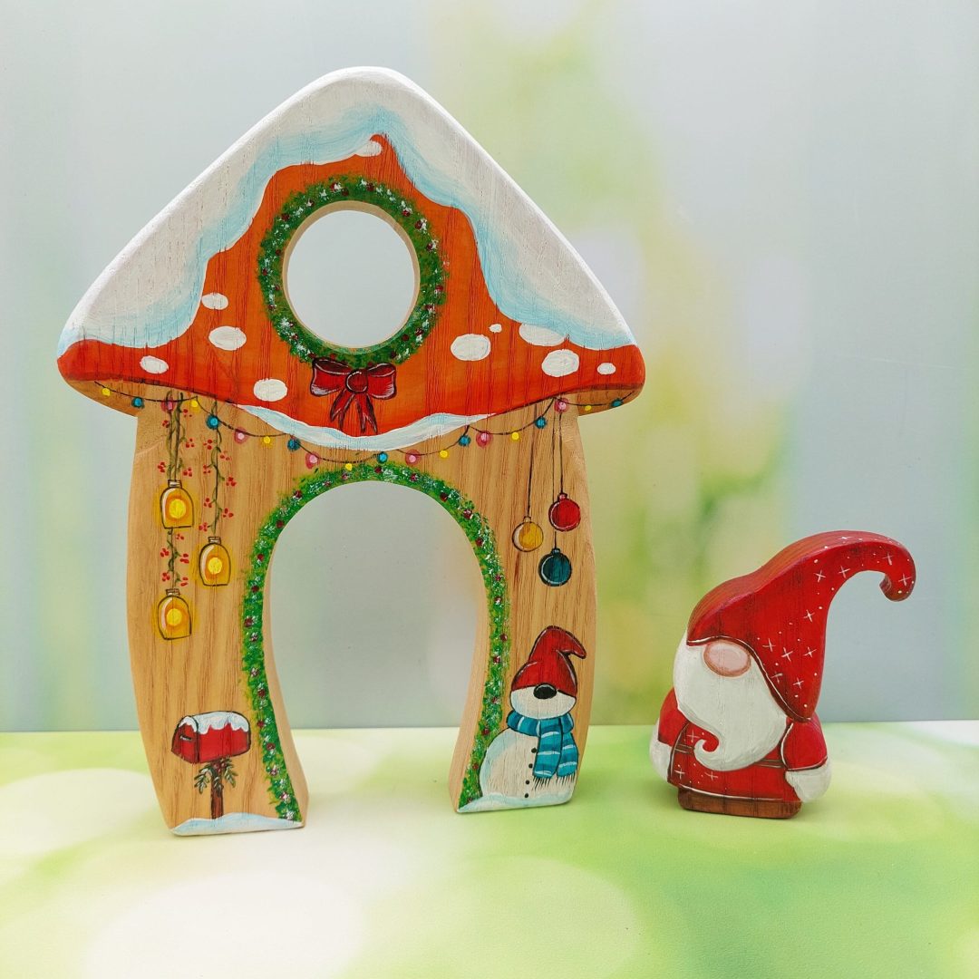 Christmas Mushroom House with Gnome - by Good Shepherd Toys