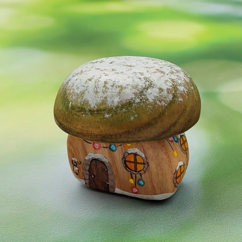 Christmas Short Single Stem Mushroom House HR - by Good Shepherd Toys