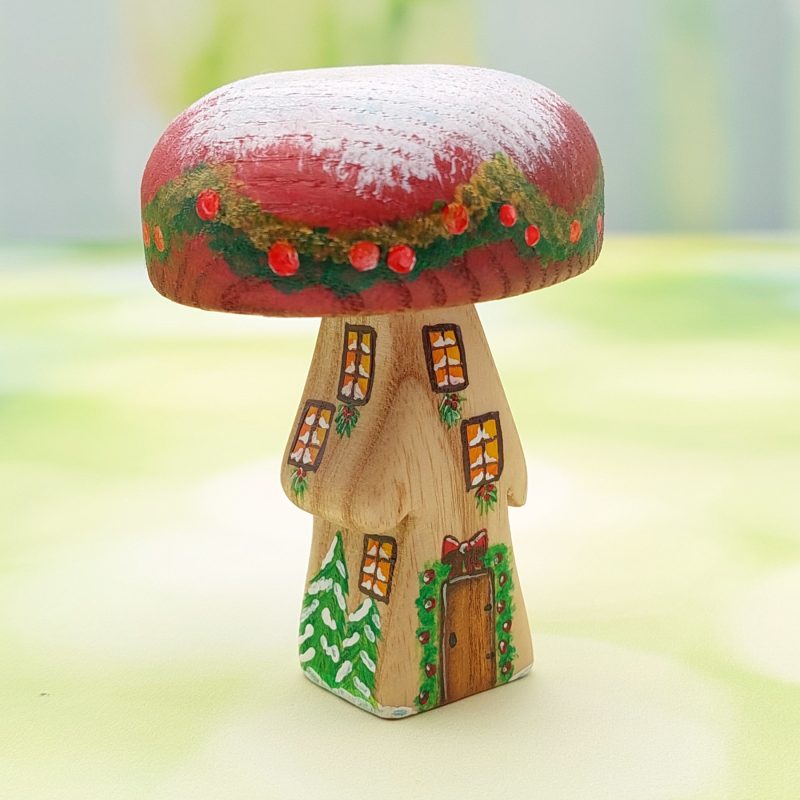Christmas Snowman Mushroom House 01 - by Good Shepherd Toys