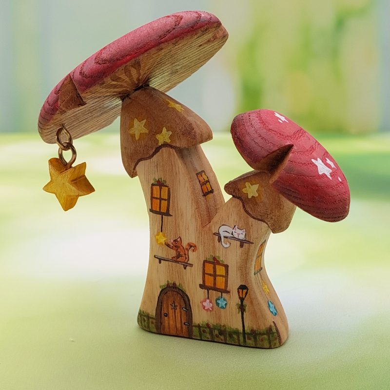 Christmas Starry Cats Double Stem Mushroom House HR - by Good Shepherd Toys
