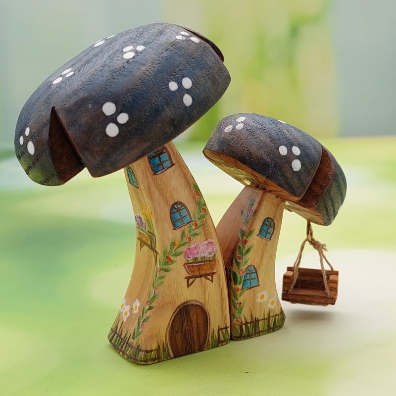 Christmas Swing Double Stem Mushroom House HR - by Good Shepherd Toys