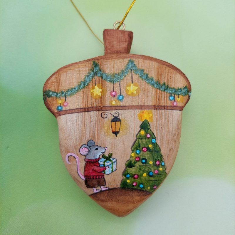 Hanging Acorn - Mouse with Gift - by Good Shepherd Toys