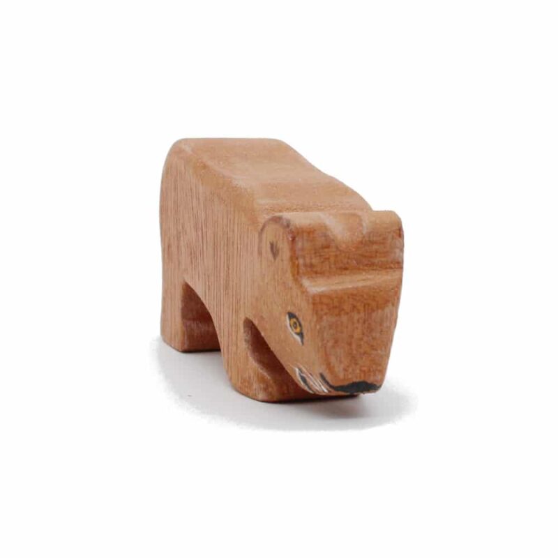 Lion Cub Head Down Wooden Figure Front View