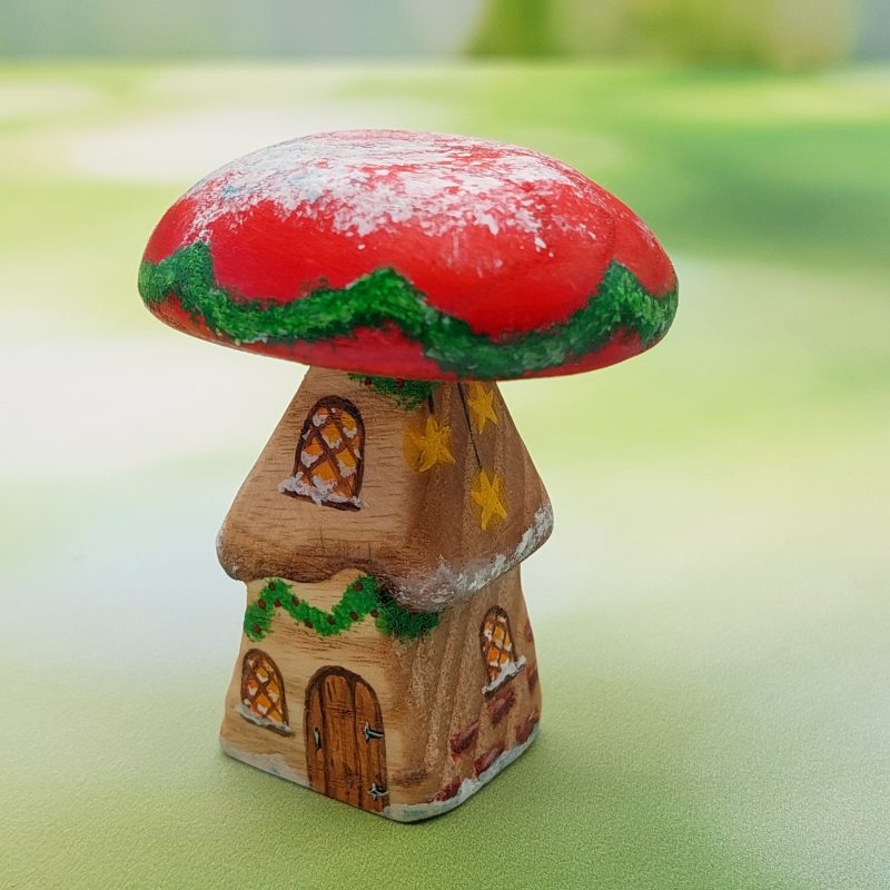Rustic Brockwork Single Stem Mushroom House HR - by Good Shepherd Toys