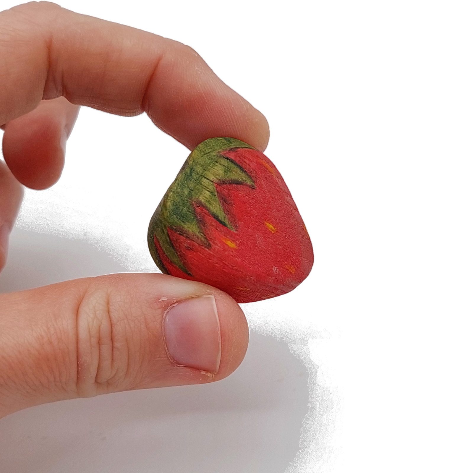 Wooden Strawberry Miniature 1 - In hand - by Good Shepherd Toys.jpg